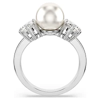 Matrix cocktail ring, Crystal pearl, Round cut, White, Rhodium plated by SWAROVSKI