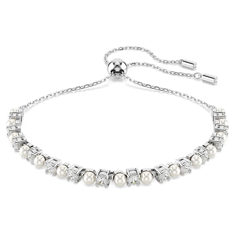 Matrix bracelet, Crystal pearl, Round cut, White, Rhodium plated by SWAROVSKI
