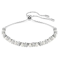 Matrix bracelet, Crystal pearl, Round cut, White, Rhodium plated by SWAROVSKI