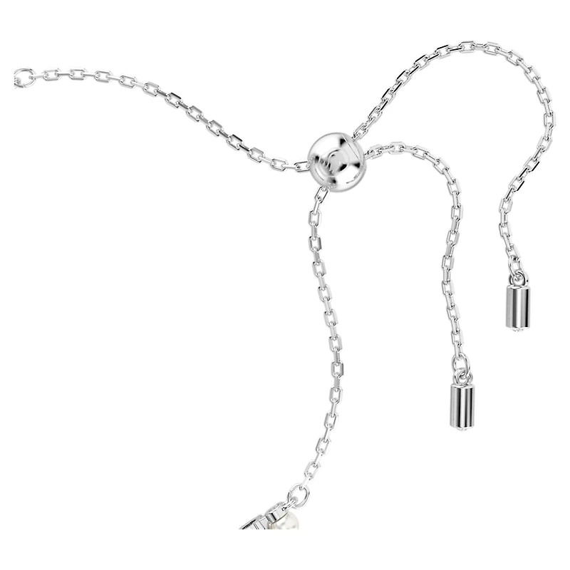 Matrix Tennis bracelet, Crystal pearl, Round cut, White, Rhodium plated by SWAROVSKI
