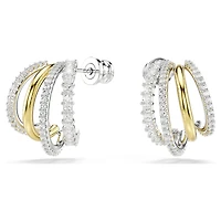 Hyperbola hoop earrings, Mixed cuts, Mini, White, Mixed metal finish by SWAROVSKI