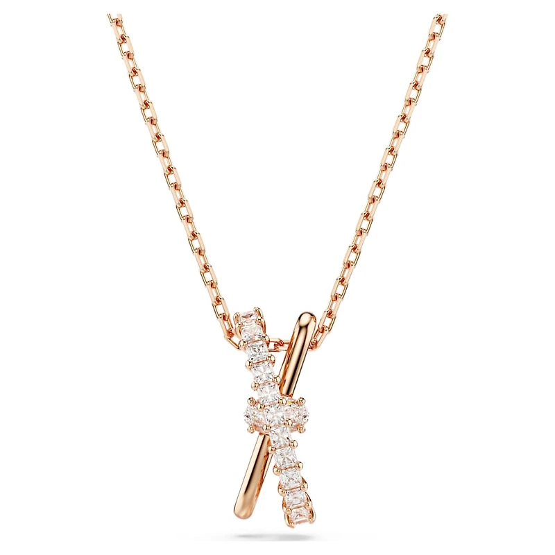 Hyperbola pendant, Mixed cuts, Twist, White, Rose gold-tone plated by SWAROVSKI