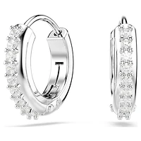 Matrix hoop earrings, Round cut, White, Rhodium plated by SWAROVSKI