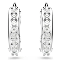 Matrix hoop earrings, Round cut, White, Rhodium plated by SWAROVSKI