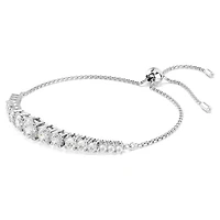 Matrix Tennis bracelet, Gradient of round cuts, White, Rhodium plated by SWAROVSKI