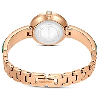 Matrix bangle watch, Swiss Made, Crystal bracelet, Green, Champagne gold-tone finish by SWAROVSKI