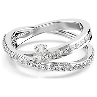 Hyperbola ring, Mixed cuts, White, Rhodium plated by SWAROVSKI