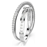 Hyperbola ring, Mixed cuts, White, Rhodium plated by SWAROVSKI