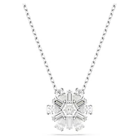 Idyllia pendant, Mixed cuts, Snowflake, White, Rhodium plated by SWAROVSKI