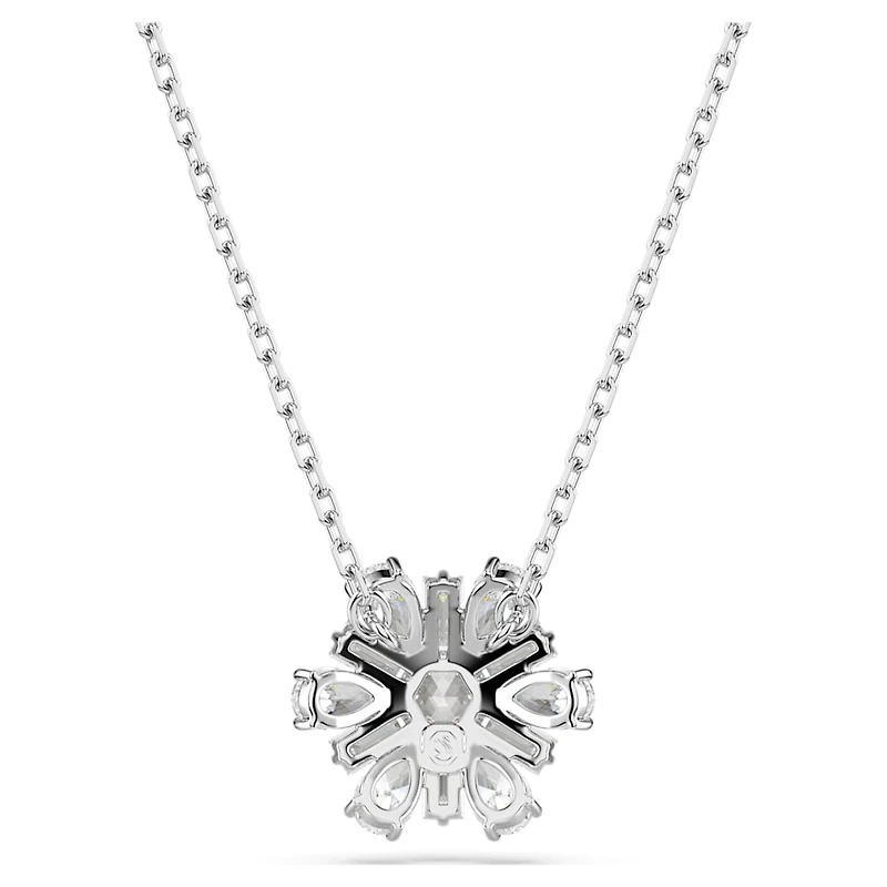 Idyllia pendant, Mixed cuts, Snowflake, White, Rhodium plated by SWAROVSKI