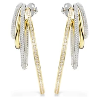 Hyperbola hoop earrings, Mixed cuts, Large, White, Mixed metal finish by SWAROVSKI