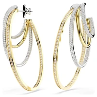 Hyperbola hoop earrings, Mixed cuts, Large, White, Mixed metal finish by SWAROVSKI