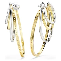Hyperbola hoop earrings, Mixed cuts, Large, White, Mixed metal finish by SWAROVSKI