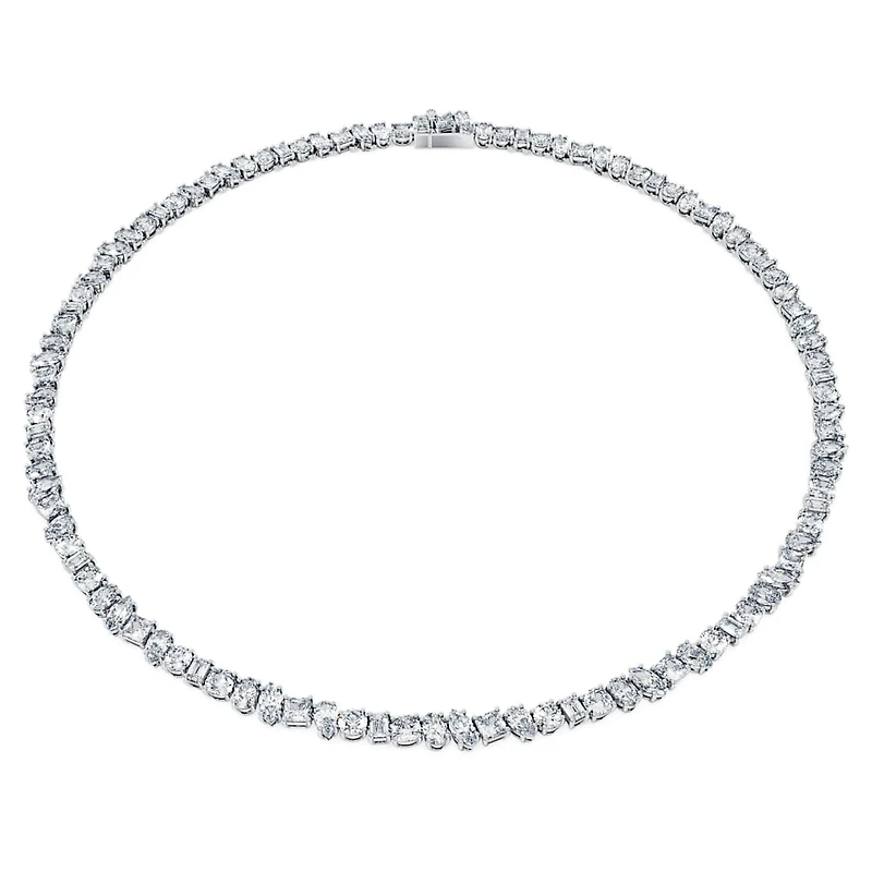 Galaxy Tennis necklace, Lab-grown diamonds 47.27 ct tw, Mixed shapes, 18K white gold by SWAROVSKI