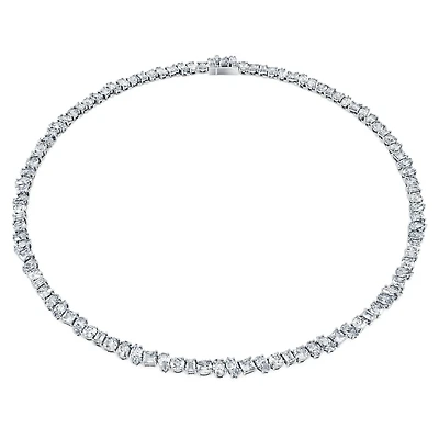 Galaxy Tennis necklace, Lab-grown diamonds 47.27 ct tw, Mixed shapes, 18K white gold by SWAROVSKI