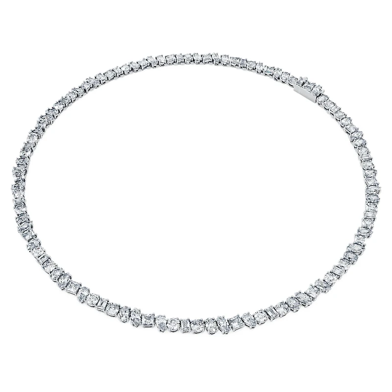 Galaxy Tennis necklace, Lab-grown diamonds 47.27 ct tw, Mixed shapes, 18K white gold by SWAROVSKI