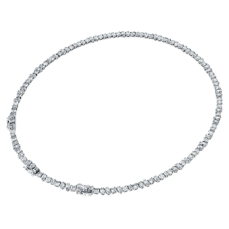Galaxy Tennis necklace, Lab-grown diamonds 47.27 ct tw, Mixed shapes, 18K white gold by SWAROVSKI