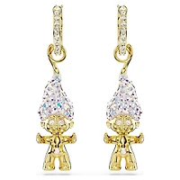 Good Luck Trolls drop earrings, Troll, White, Gold-tone plated by SWAROVSKI