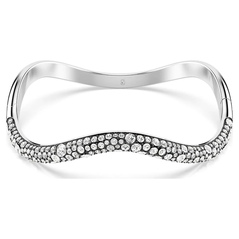 Sublima bangle, Round cut, White, Rhodium plated by SWAROVSKI