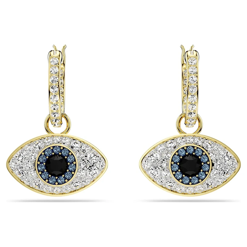 Symbolica drop earrings, Evil eye, Blue, Gold-tone plated by SWAROVSKI