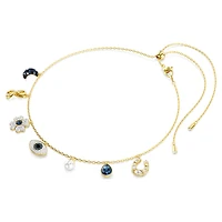 Symbolica choker, Crystal pearl, Moon, infinity, clover, evil eye and horseshoe, Blue, Gold-tone plated by SWAROVSKI