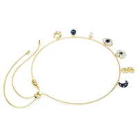 Symbolica choker, Crystal pearl, Moon, infinity, clover, evil eye and horseshoe, Blue, Gold-tone plated by SWAROVSKI