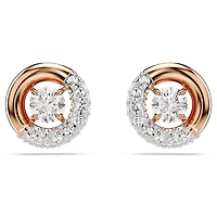 Dextera stud earrings, Round cut, White, Rose gold-tone plated by SWAROVSKI