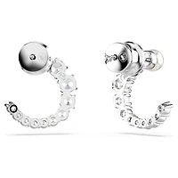 Matrix hoop earrings, Crystal pearl, Round cut, White