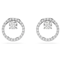 Constella stud earrings, Round cut, White, Rhodium plated by SWAROVSKI
