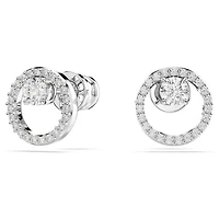 Constella stud earrings, Round cut, White, Rhodium plated by SWAROVSKI