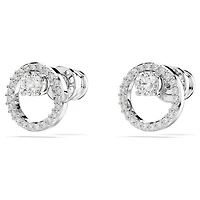 Constella stud earrings, Round cut, White, Rhodium plated by SWAROVSKI
