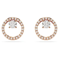 Constella stud earrings, Round cut, White, Rose gold-tone plated by SWAROVSKI