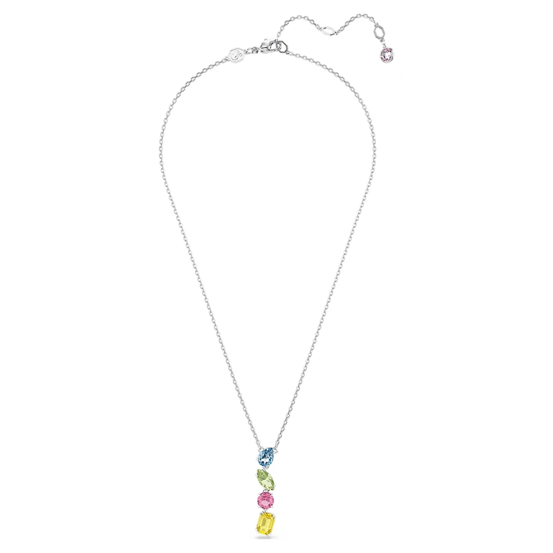 Gema Y pendant, Mixed cuts, Multicoloured, Rhodium plated by SWAROVSKI