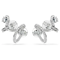 Hyperbola ear cuff, Mixed cuts, White, Rhodium plated by SWAROVSKI