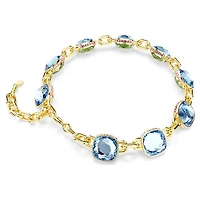 Chroma Tennis necklace, Cushion cut, Multicoloured, Gold-tone plated by SWAROVSKI