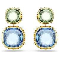 Chroma drop earrings, Cushion cut, Multicoloured, Gold-tone plated by SWAROVSKI