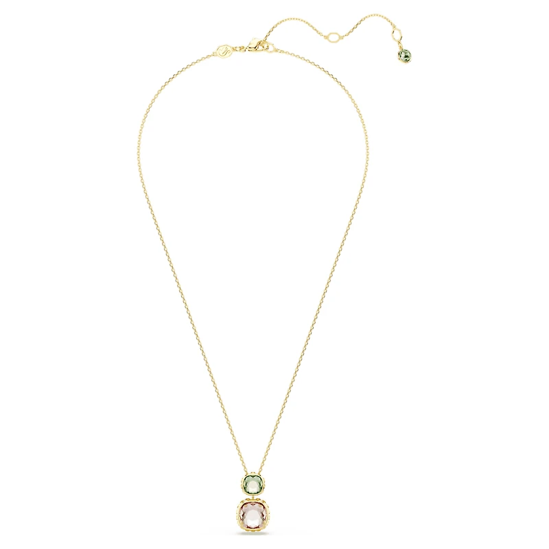 Chroma pendant, Cushion cut, Multicolored, Gold-tone plated by SWAROVSKI