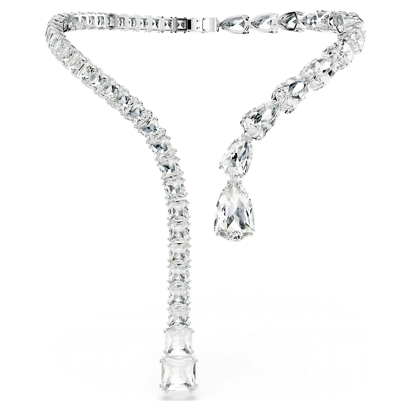 Matrix open necklace, Mixed cuts, White, Rhodium plated by SWAROVSKI