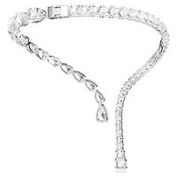 Matrix open necklace, Mixed cuts, White, Rhodium plated by SWAROVSKI