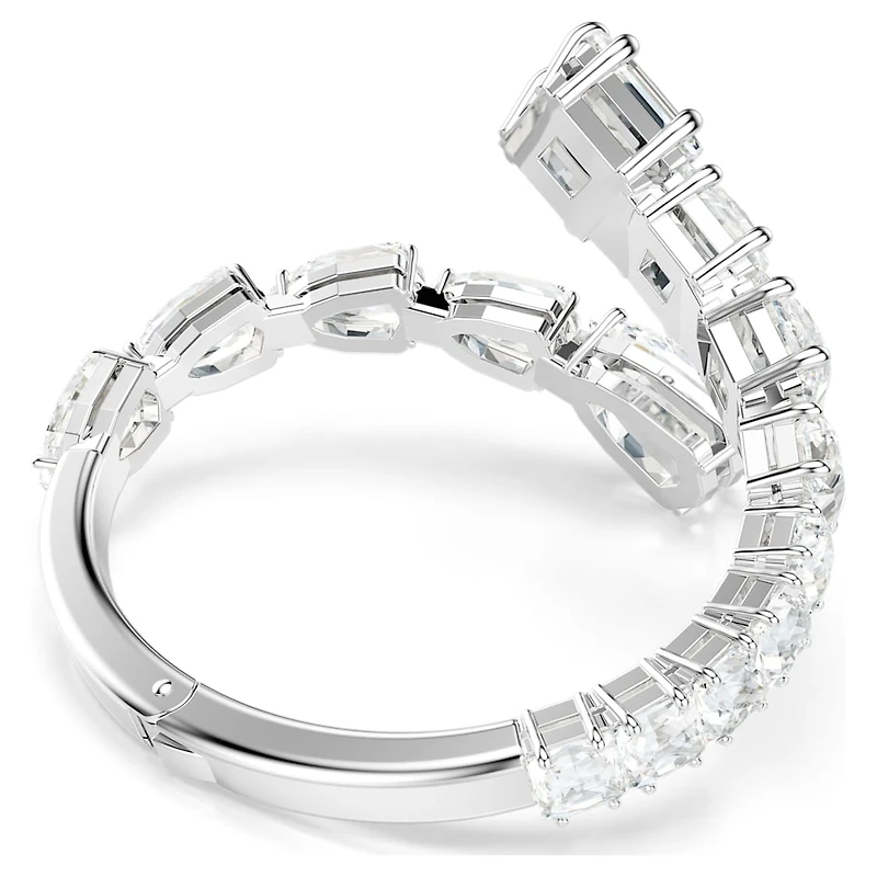 Matrix bangle, Mixed cuts, White, Rhodium plated by SWAROVSKI