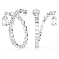 Matrix hoop earrings, Mixed cuts, White, Rhodium plated by SWAROVSKI