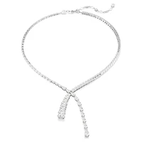 Matrix Y necklace, Mixed cuts, White, Rhodium plated by SWAROVSKI