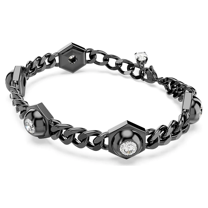 Numina bracelet, Round cut, Black, Ruthenium plated by SWAROVSKI
