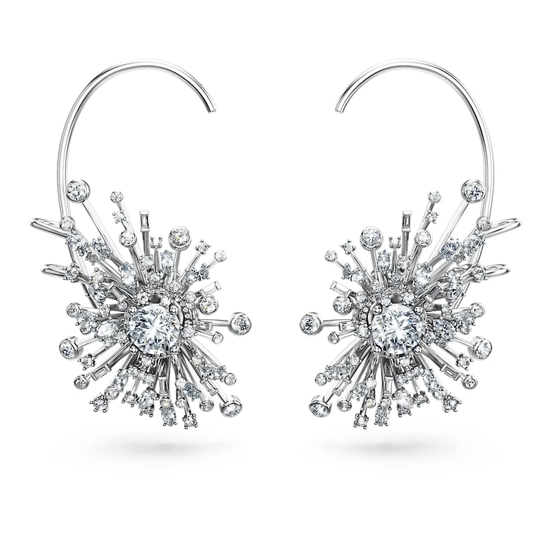 Galaxy earrings, Lab-grown diamonds 14.67 ct tw, Mixed shapes, 18K white gold by SWAROVSKI