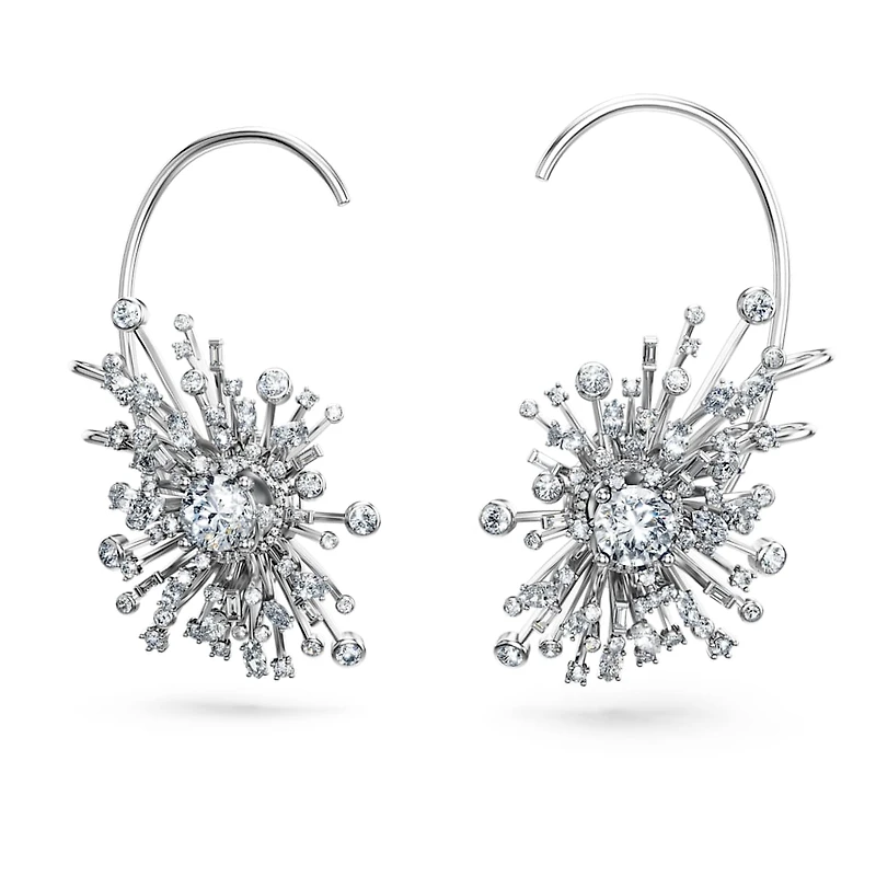Galaxy earrings, Lab-grown diamonds 14.67 ct tw, Mixed shapes, 18K white gold by SWAROVSKI