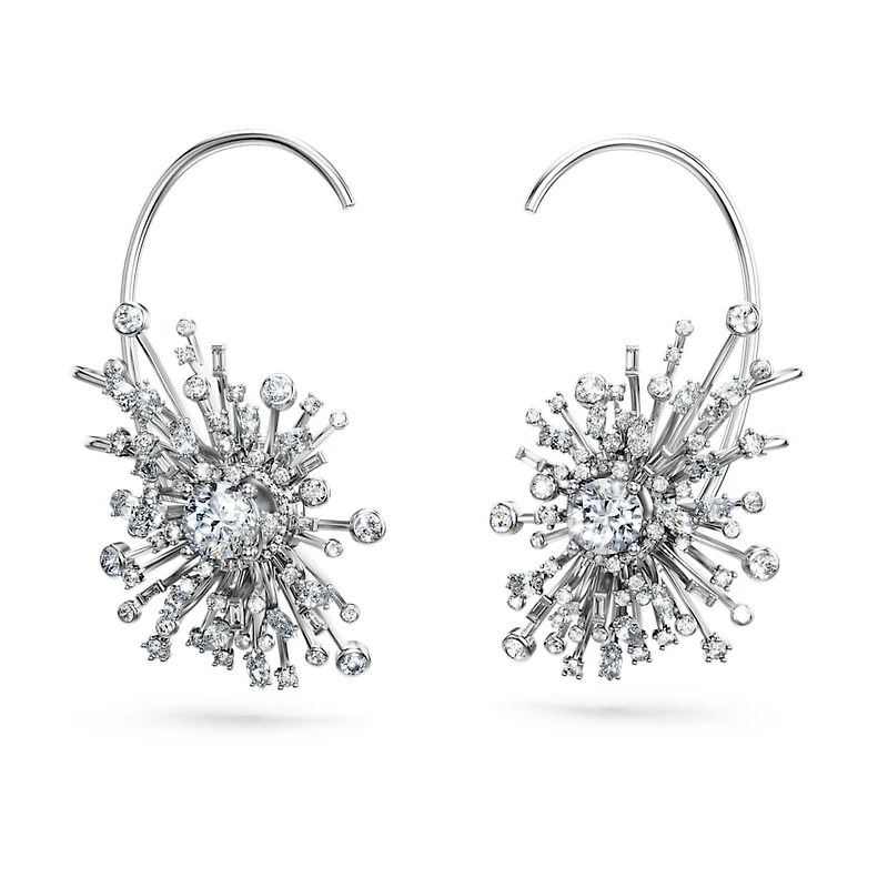 Galaxy earrings, Lab-grown diamonds 14.67 ct tw, Mixed shapes, 18K white gold by SWAROVSKI