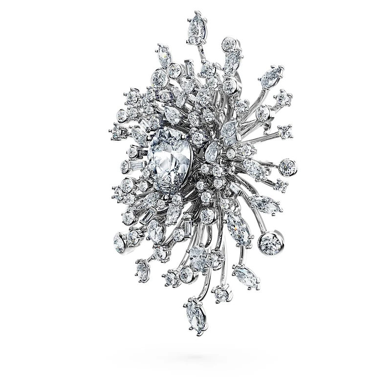 Galaxy brooch, Lab-grown diamonds 15.71 ct tw, Mixed shapes, 18K white gold by SWAROVSKI