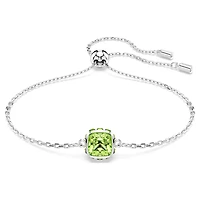 Birthstone bracelet, Square cut, August, Green, Rhodium plated by SWAROVSKI