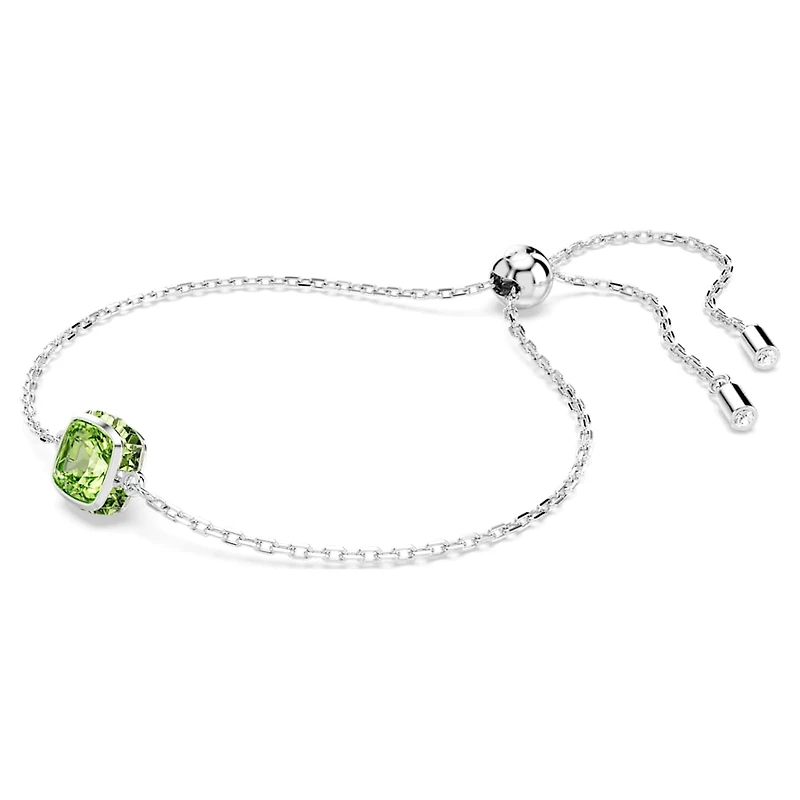 Birthstone bracelet, Square cut, August, Green, Rhodium plated by SWAROVSKI