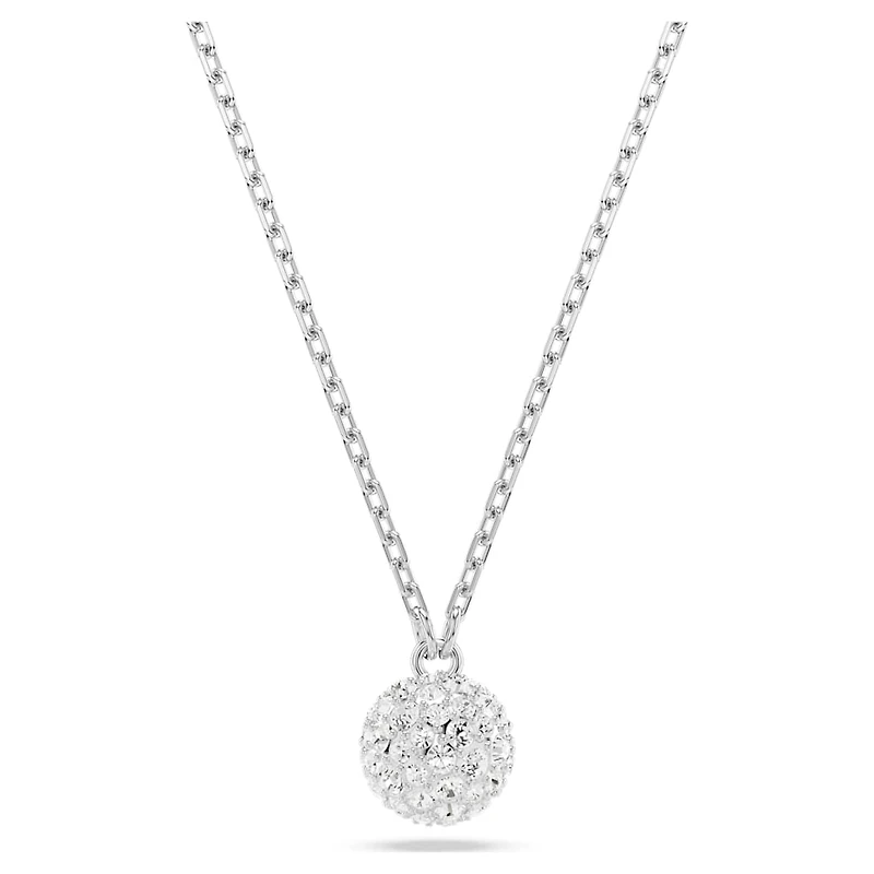 Dextera pendant, Round cut, Sphere, White, Rhodium plated by SWAROVSKI